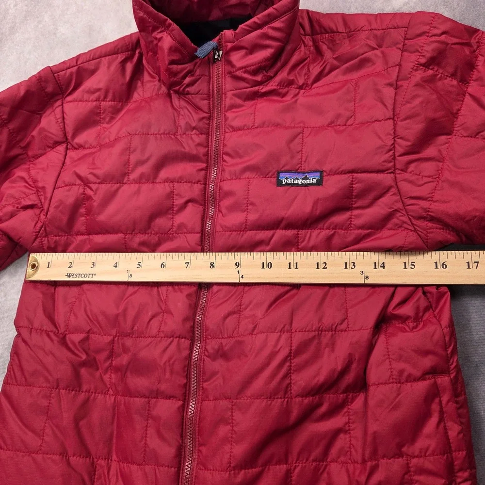 Patagonia Nano Puff Jacket Kids XL 14 Red Quilted Insulated Puffer Brick Pattern